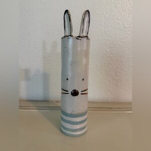 Bunny Rabbit MudPie Bud Vase, Blue Striped, 7" x 2" Spring Easter Home Decor